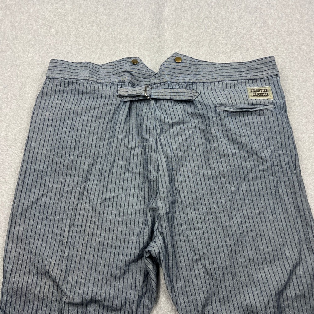 VTG Frontier Classics Western Trousers Mens 48* Blue Hickory Striped Buckle Back